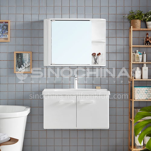 Acrylic material basin and cabinet Wall-mounted waterproof wash basin luxury bathroom mirror cabinet vanity whiteJN2202